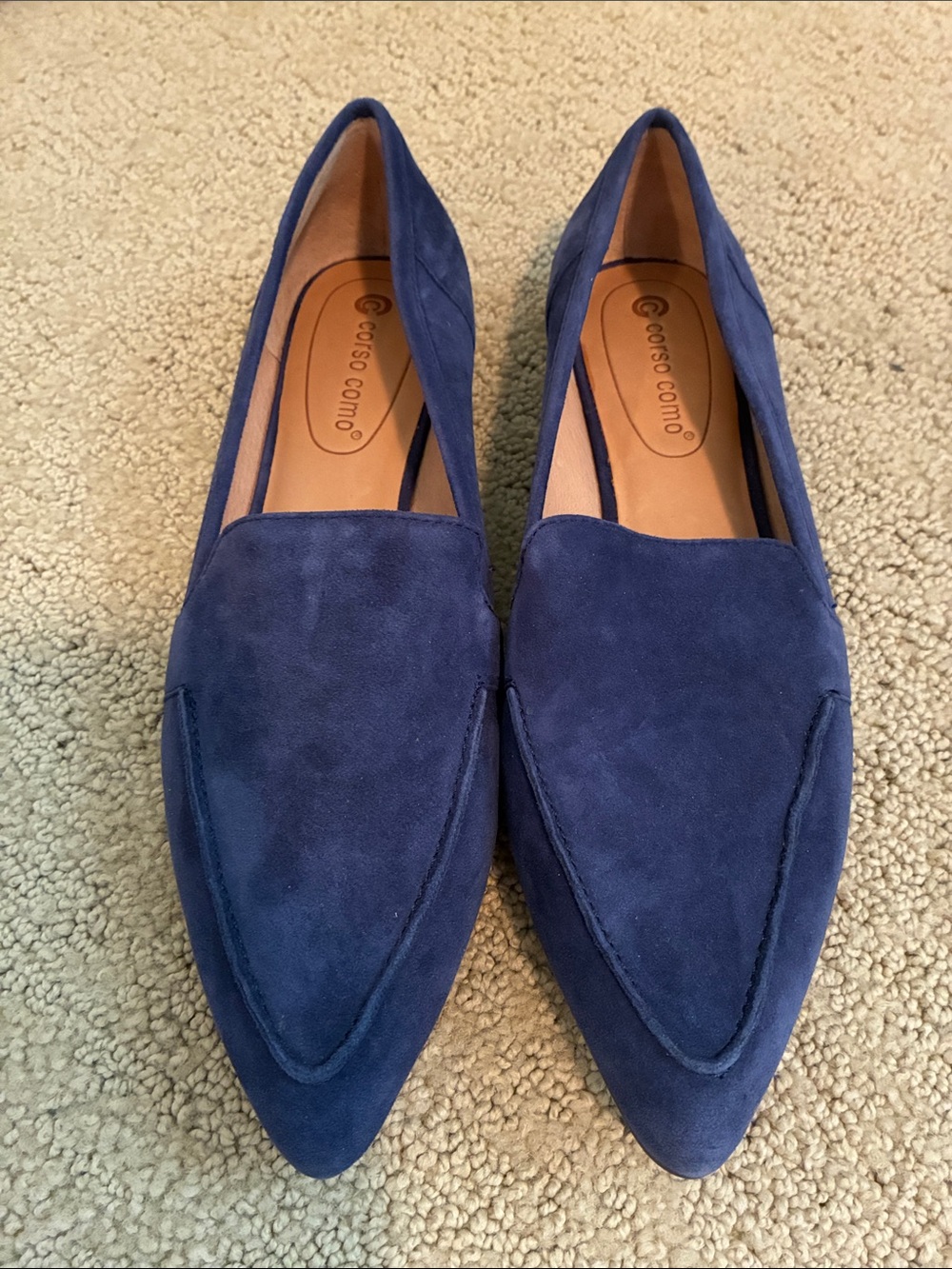 Corso Como Women’s Deep Blue Suede Pointed Slip-Ons